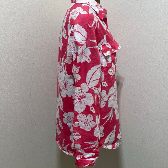 Tommy Bahama Womens Size Medium Floral Linen Button Up Roll Sleeve Top - Picture 5 of 9